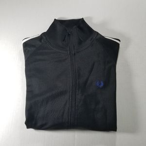 Fred Perry Black Bomber Jacket with Blue Logo